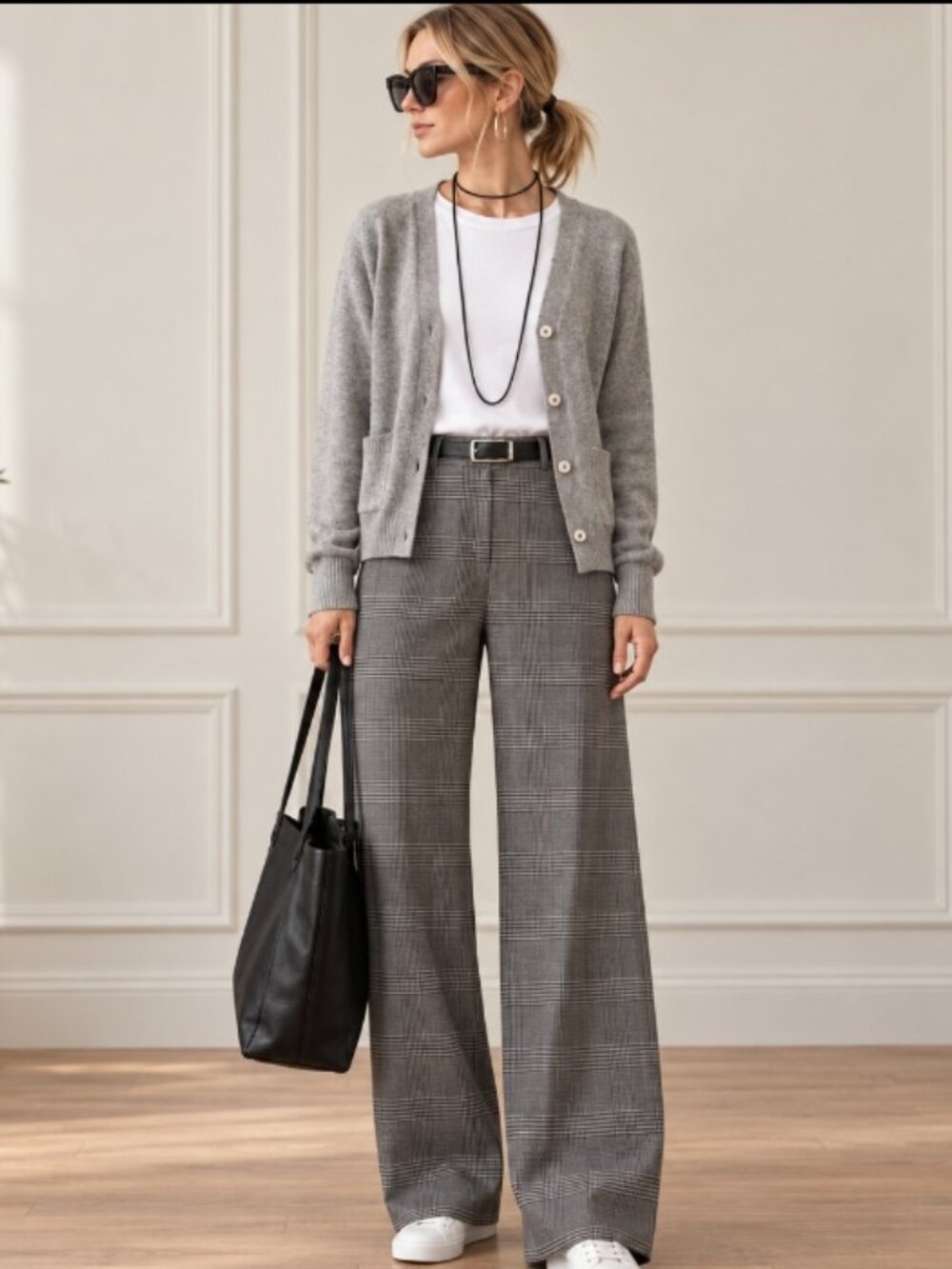 Women's Glen Plaid black/white slacks size 10 office preppy classic